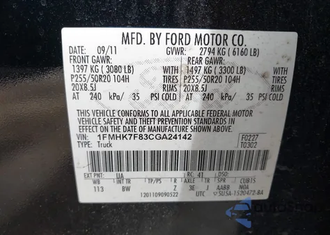 2012 Ford Explorer Limited from USA, damaged, VIN 1FMHK7F83CGA24142